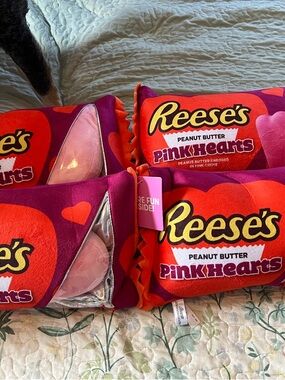 Reese's Pink Hearts Plush Pillow Set - Pink & Red